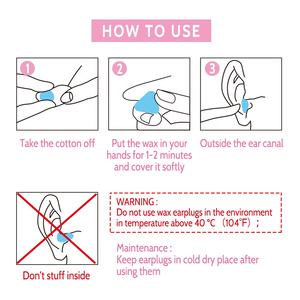 Bouchons <span class=keywords><strong>d</strong></span>'oreilles en coton ciré pour dormir Réduction du bruit Bouchons <span class=keywords><strong>d</strong></span>'oreilles réutilisables moulables avec étui de voyage Protection auditive pour la natation - Product Image 3