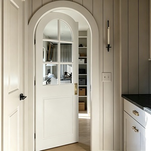 Porte intérieure moderne en bois massif cintrée |   Porte coulissante à fermeture douce pour garde-manger de cuisine - Product Image 2