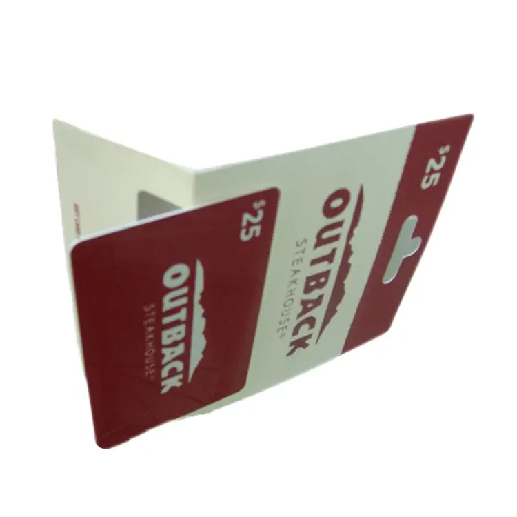 American plastic gift card with cardboard backing