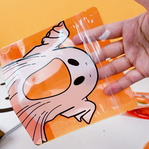 Dimensione personalizzabile arancione di Halloween fondo quadrato trucco trattare LDPE sacchetto di plastica con coulisse sigillatura personalizzato stampato riciclabile - Product Image 5