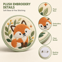 Badge brodé en peluche en gros, patch en tissu doux motif mascotte de dessin animé, applique personnalisée avec logo pour vêtements, sacs et accessoires