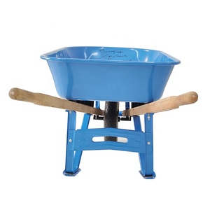 Carretilla de Metal de una sola rueda de 110L con carro de mano de madera Carretilla de tolva de plástico duradero para sitios de construcción Carretilla de jardín - Product Image 3