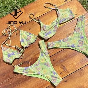 Traje de Baño de Diseño OEM para Mujer, Estampado a Doble Cara, Traje de Baño Personalizado de Poliéster Reciclado - Product Image 4