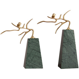 Modern Minimalist Brass <b>Marble</b> Bird <b>Tree</b> Ornament For Living Room Home Decoration - Product Image 5