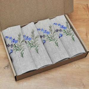 Serviettes en lin blanc brodées avec monogramme, serviettes en coton et lin à ourlet festonné, mouchoirs en tissu, nappes individuelles pour mariage - Product Image 2