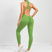 Combinaison de yoga une pièce zippée, combinaison de sport ajourée au dos, combinaison moulante pour la course et le fitness