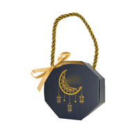 Boîte Cadeau Décorative Aïd Ramadan avec Motif Chameau et Château, Dorure à Chaud, Boîte Pliable en Papier Couché pour Fêtes