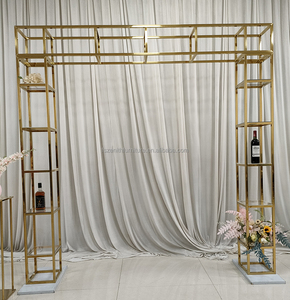 Suporte moderno de festa de casamento, suprimentos removíveis de prateleira de ouro de aço inoxidável - Product Image 6