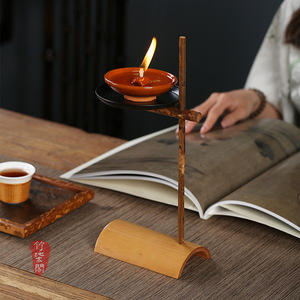Zhuqige Bamboo Candle Holder Handmade Tea Ceremony Lamp Retro Decor For Table Use - Product Image 1