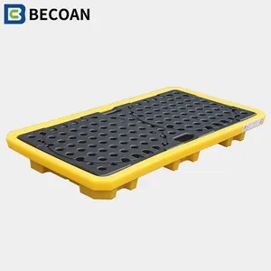 High Quality 1300*690*150 Chemical Drum Plastic Pallet Spill Pallet Oil Drum 2 Drum Spill Tray