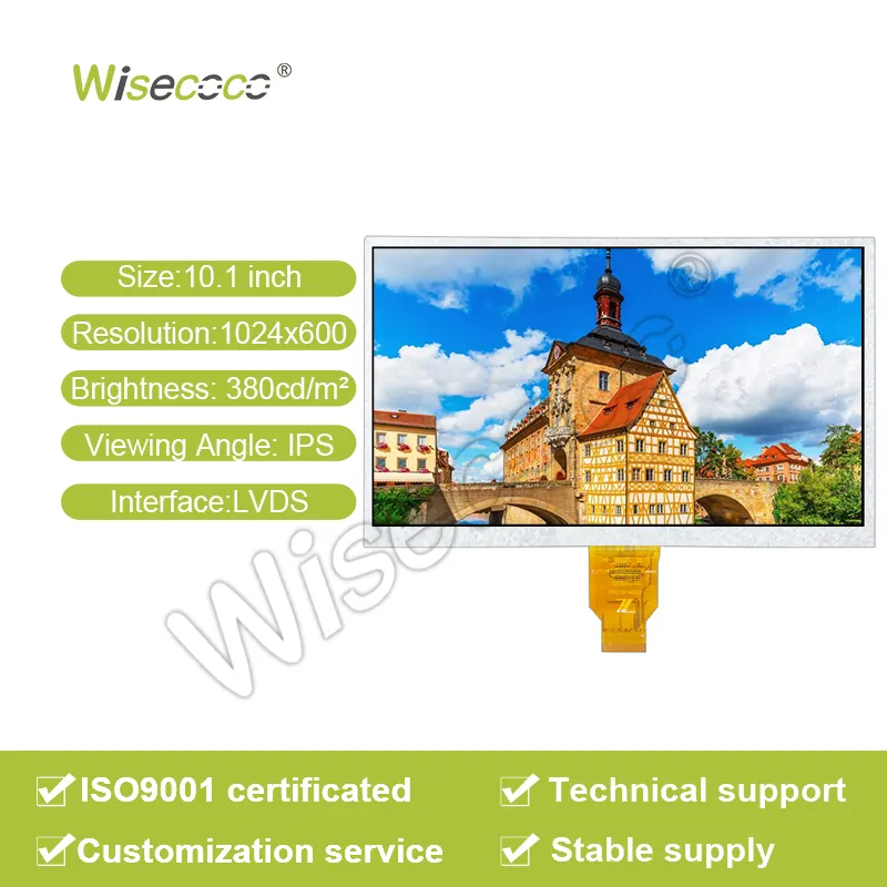 Wisecoco低価格10.1インチTftスクリーンタッチオプションのカスタム輝度1024*600 Lvds 40ピンLcdディスプレイ