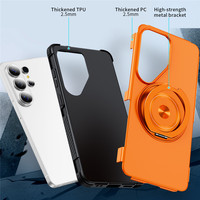 Coque de téléphone double couche TPU+PC pour Samsung S26 Ultra S25 S24 Plus avec anneau magnétique et béquille anti-chute