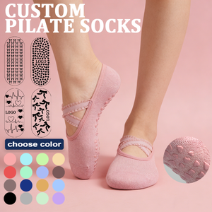 Chaussettes en coton de haute qualité, chaussettes personnalisées pour le ballet, le yoga, le pilates, chaussettes de sport antidérapantes pour femmes - Product Image 1
