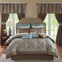 OEM nouveau design ensemble de 24 pièces taie d'oreiller en microfibre ensemble de draps lit Tensilk spray colle housse de couette avec rideau brodé