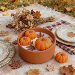 Bougie parfumée à la citrouille d'automne de grande taille LANJO, faite à la main, en cire de soja biologique, décoration créative amusante pour la maison, Diwali, fête des pères - Product Image 5