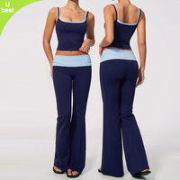 Ensemble de yoga pour femme : Soutien-gorge de sport color block et Leggings taille haute à revers, effet ventre plat et rehaussement des fesses, sensation seconde peau, pour la gym et l'entraînement