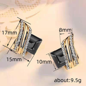 Pendientes de cristal verde dorado con forma geométrica de princesa, joyería de moda con diamantes de imitación para mujer, para fiesta - Product Image 5