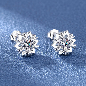 Nouvelles Boucles <span class=keywords><strong>d</strong></span>'Oreilles Flocon de Neige pour Femmes, Anti-<span class=keywords><strong>Allergie</strong></span>, Argentées, Simples, en Zirconium, N98072 - Product Image 4