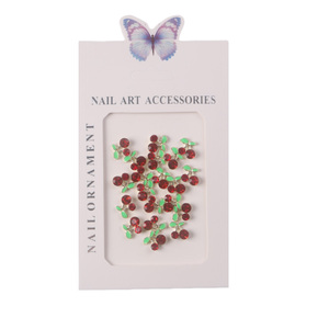 TSZS-Amuletos de Metal 3D para uñas de cerezas, diamantes de imitación rojos y rosas, joyería para uñas, venta al por mayor - Product Image 6