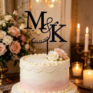 Décoration de gâteau personnalisée avec monogramme, initiales en acrylique, souvenir de réception de mariage, décorations de desserts - Product Image 5