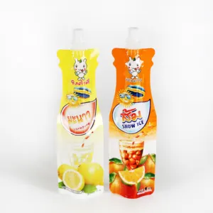 Custom Matte Drink Plastic Doypack Juice Water Clear Stand Up Packets Liquid Packaging Spout Pouches Bag