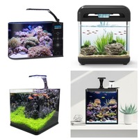 Skynuo Ultra-Klar-Glas Mini-Meerwasser-Aquarium Filtermedien Kunststoff-Fischbecken 25 Gallonen 5W Leistungsfiltration Zubehörbox