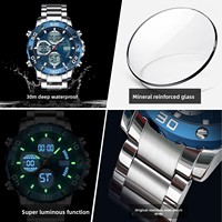 Reloj de Cuarzo para Hombre con Indicador de Fecha y Día de la Semana, Correa Luminosa de Acero Inoxidable, Caja de Aleación de Zinc, Resistente al Agua 30M