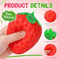 Jouet Squishy Fraise Réaliste en TPR à Remontée Lente, Anti-Stress, Balle Fidget, Cadeau de Fête pour Enfants, Vente en Gros