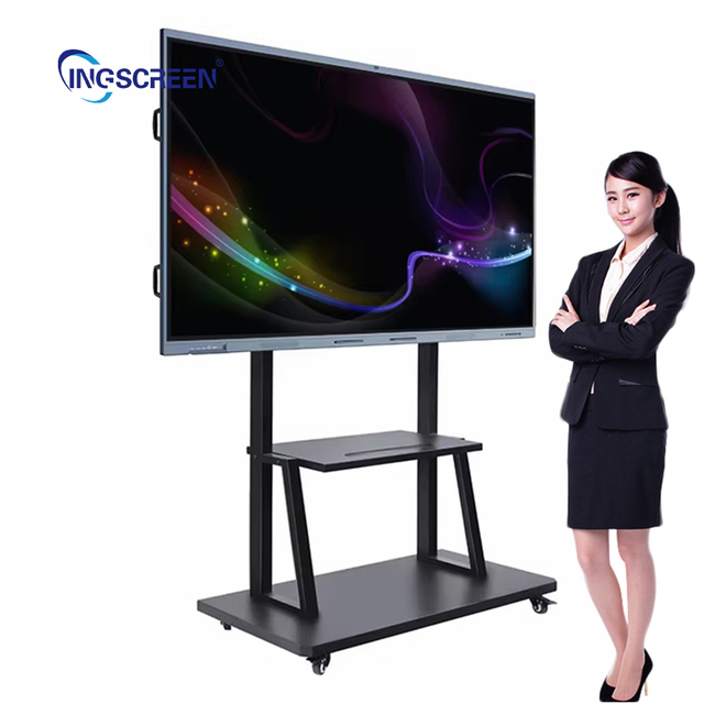 INGSCREEN 110/100 Inch Portable Floor Stand Interactive Smart Board with 4K Resolution Android OS Mobile Stand