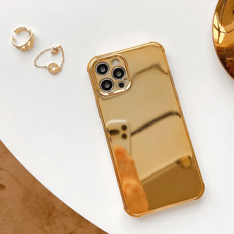 gold plating shockproof for iphone 13 Pro max gold phone cover for iphone 12 pro max cover golden mobile phone bags case