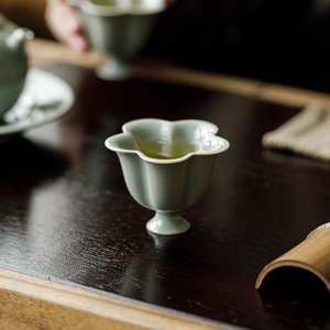 Guanlan Ceramics High Foot Plum Blossom Tea Cup Banana Moonlight Porcelain Small <b>Teacup</b> For Afternoon Tea New Chinese Style - Product Image 3
