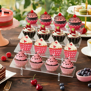 Présentoir à 4 niveaux en acrylique transparent, organisateur de bureau multifonctionnel de 12 pouces pour parfums, cosmétiques, présentoir à cupcakes - Product Image 6