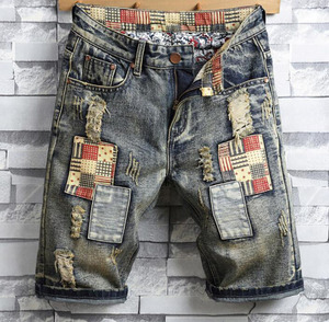 Shorts <span class=keywords><strong>en</strong></span> <span class=keywords><strong>jean</strong></span> déchirés tendance pour hommes, style vintage, coupe slim, streetwear - Product Image 2