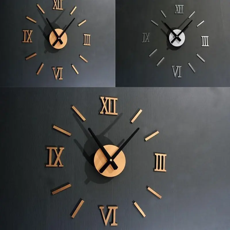 AHOME Creative Acrylic DIY Fashion Roman Scale Silent Wall Clocks