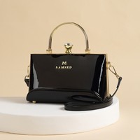 Sac à main en cuir verni léopard pour femme, violet brillant, polyester, anneau métallique, sac bandoulière