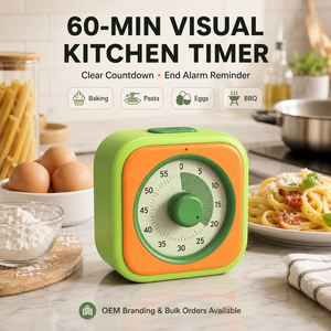 Minuteur de cuisine visuel 60 <span class=keywords><strong>min</strong></span> avec alarme sonore et bouton rotatif pour la cuisson des pâtes, des œufs, du barbecue, la cuisine (OEM) - Product Image 1