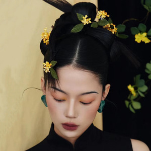 Conception originale, patrimoine culturel immatériel, épingle à cheveux classique artisanale en or enroulée de fils, motif osmanthus, pour Hanfu et cheongsam - Product Image 1