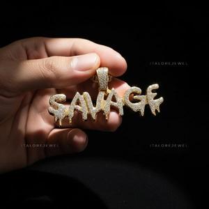 จี้เพชรโมอิสซาไนต์ SAVAGE Iced Out เงินแท้ 925 ระดับ VVS สี D ประกายระยิบระยับ สำหรับแฟชั่นฮิปฮอป สตรีทแวร์ เครื่องประดับโดดเด่น - Product Image 4