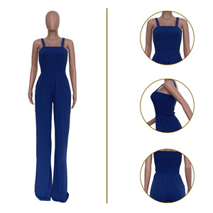 TS1218 <span class=keywords><strong>Tuta</strong></span> Estiva Trendy da Donna, Casual, Plissettata, Senza Spalline, a Gamba Larga, con Tasche - Product Image 4