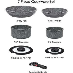 Ollas de Cocina de Alta Calidad con Tapas de Vidrio, Asas Desmontables, Aptas para Lavavajillas y Horno, para Estufas de Gas e Inducción, Juego de Utensilios de Cocina de Cerámica - Product Image 2
