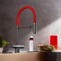 Robinet de cuisine moderne en acier inoxydable avec filtre, douchette extractible flexible, double poignée, rotation à 360 degrés, cartouche céramique