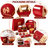 Emballages alimentaires de Noël HONPAK, boîtes à emporter personnalisées pour les fêtes, sacs en papier, porte-boissons et gobelets à sauce
