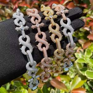 Cadena Cubana con Cruz Número 8 de Plata de Ley 925, Joyería Hip Hop con Moissanita VVS <span class=keywords><strong>D</strong></span>, Collares con Púas, Caja de Regalo para Europa y Estados Unidos - Product Image 3