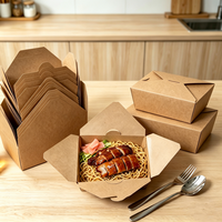 Boîte à emporter en papier kraft imprimé sur mesure, résistante à l'huile, pour emballer des en-cas frits, pour la restauration, emballage alimentaire