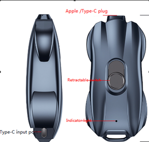 Xách tay Ultra Slim Keychain 1500mAh ngân hàng điện với USB-C/Type-C cổng sạc nhanh hỗ trợ cho điện thoại di động - Product Image 5