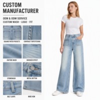 Celana Jeans Wanita High Waist Straight dengan Bordir dan Saku Tempel, Vintage Wash, Regular Fit, Ukuran Besar, untuk Musim Panas, Gugur, dan Dingin