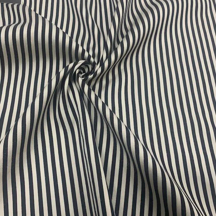 Good price black and white striped linen cotton fabric for dress