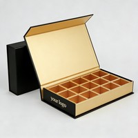 Boîte cadeau à rabat recyclable avec séparateurs, logo imprimé personnalisé, boîtes rigides magnétiques vides pour chocolats, boîtes rectangulaires pour chocolats