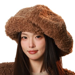 <b>Teddy</b> Fleece Beret For <b>Women</b> Brown Winter Warm Hat With Thickened Fabric And Octagonal Design For Fashionable Look - Product Image 5