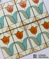 Carreaux muraux de salle de bain en céramique émaillée style français rétro moderne simple motif brique fleurie